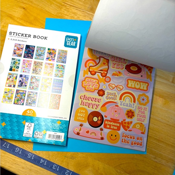 NEW Sticker book 2218 foil and paper, pen + gear good vibes edition fun letters - Picture 4 of 12